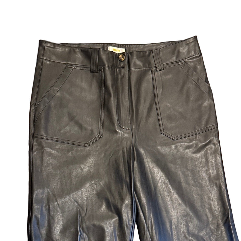 Anthropologie Maeve Naomi Black Wide Leg Faux Leather Pants Size 16 Tall - Picture 4 of 8